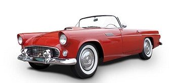 Ford Thunderbird 1955-1957, isolated on white. Vintage Car